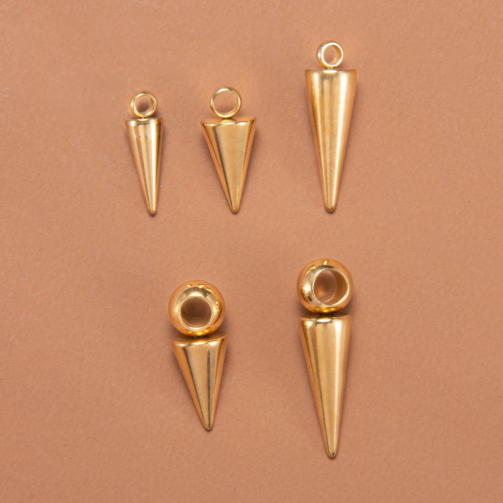 10pcs Stainless Steel Cone Pendants Retro Spike Pendants for DIY Jewelry Making Supplies