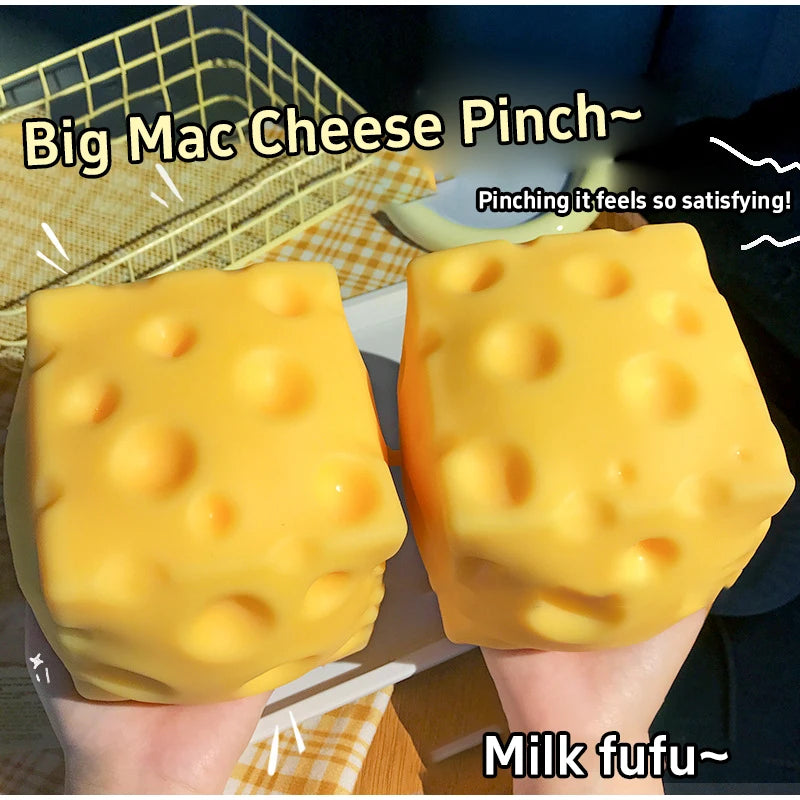 Slow Rising Squishy Cheese Squeeze Toy Stress Relief Decompression Ornament Soft Pinch Fidget Toy For Office Home Relaxation