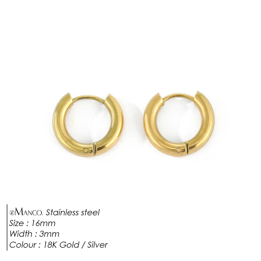 EMANCO Fashion Gold Size Circle Earrings Women's Jewelry Accessories Classic Stainless Steel Earrings Wholesale