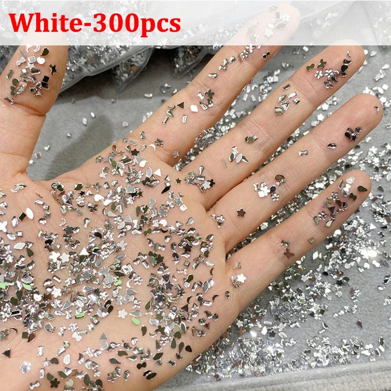 600/100pcs Mini Nail Rhinestones Colorful Nail Art Charms 3D Star Nail Diamonds Crystal Flatback Nail Gems Manicure Supplies