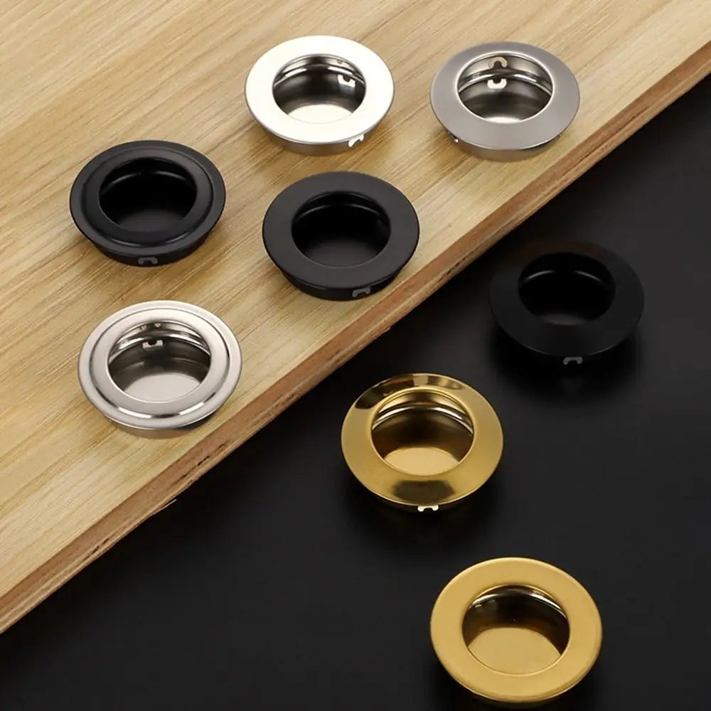35mm Round Recessed Door Handle Invisible Stainless Steel Sliding Door Pull Wardrobe Cupboard Knob Modern Furniture Hardware