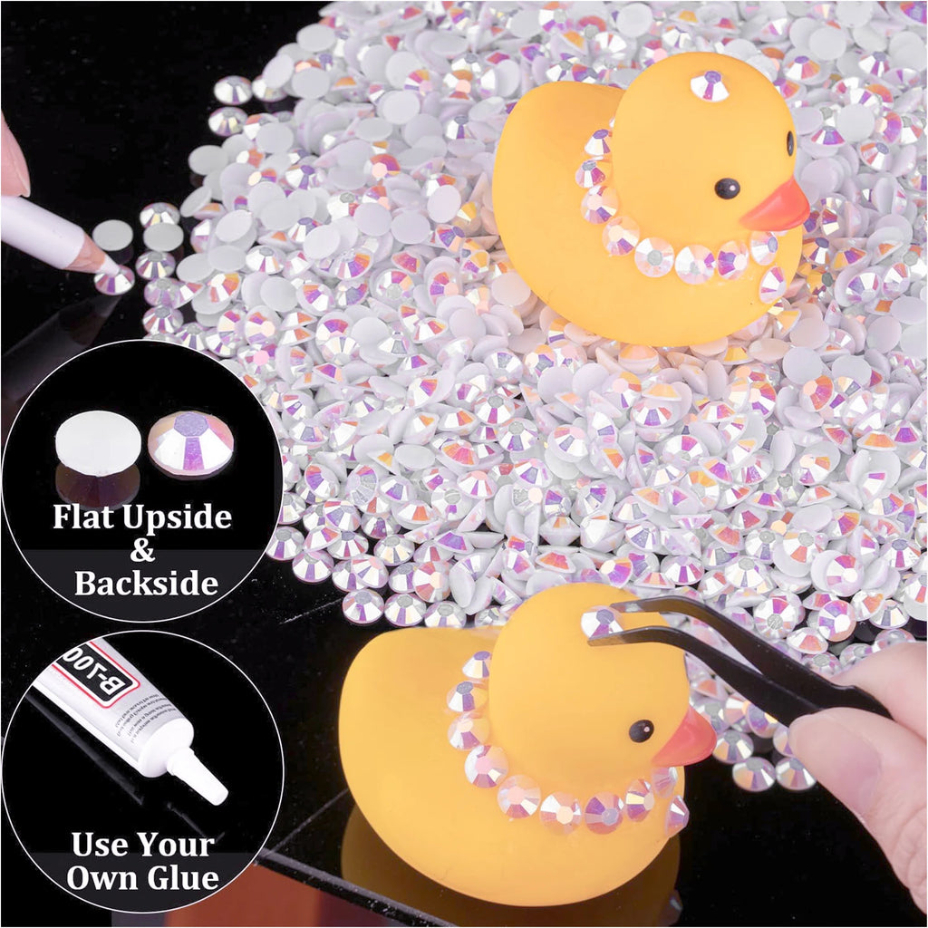 White AB Flatback Resin Jelly Rhinestones 2mm 3mm 4mm 5mm 6mm Drill Faux Gems Bead for Crafts DIY Nail Art Charms Supplies