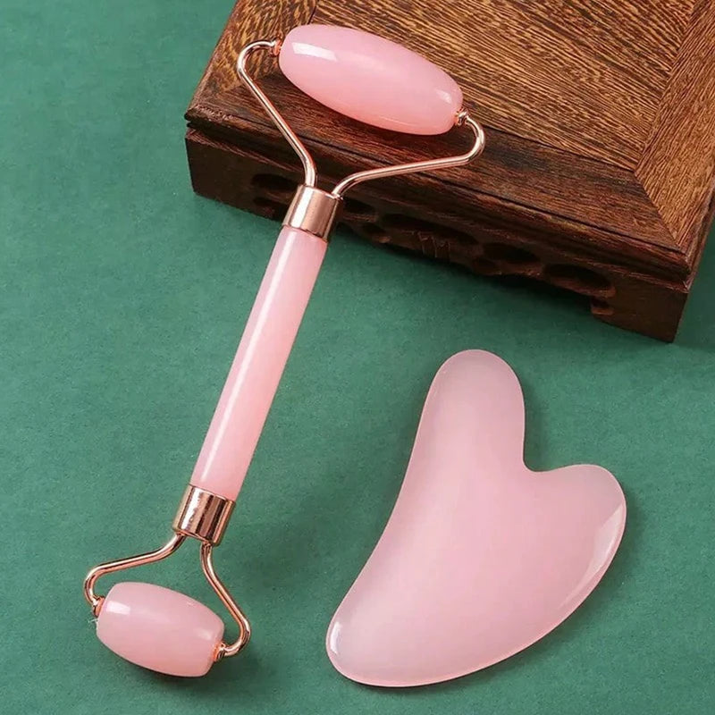 2Pcs Roller for Face Neck Eye Facial Massage Kit Ice Face Roller Gua Sha Board Portable Facial Massage Roller Lifting Contouring