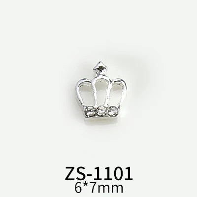 10pcs New Crown Alloy Zircon Nail Art Charms Silver Shinny Crystals Jewelry Hot Sale Nails Decoration 3D Manicure Accessories %2