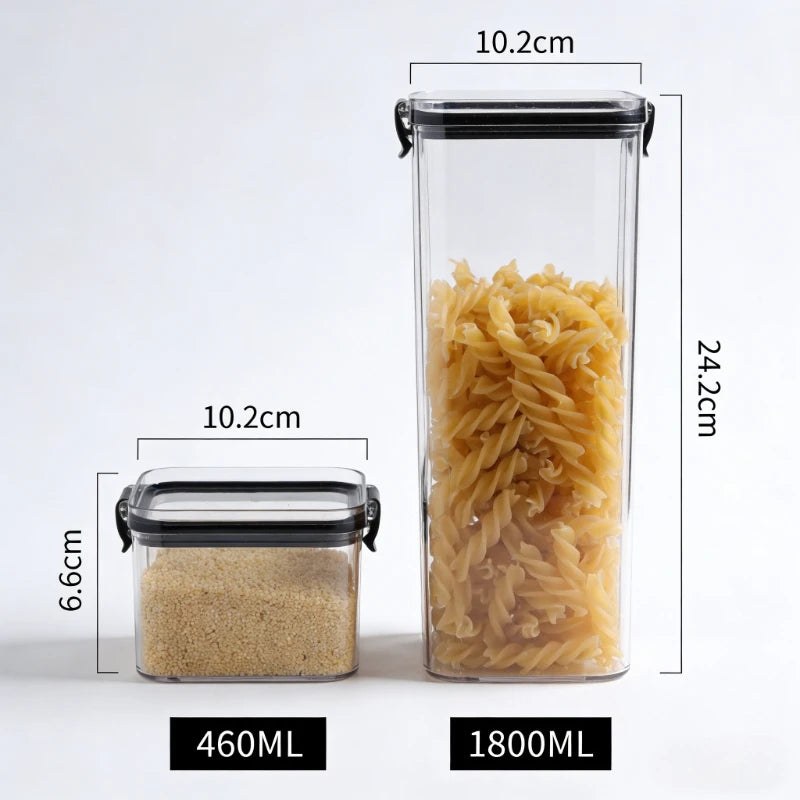 460/700/1300/1800 ML Food Storage Container Set, Transparent Airtight Sealed Canisters, Kitchen Storage Box Food Canister Tanks
