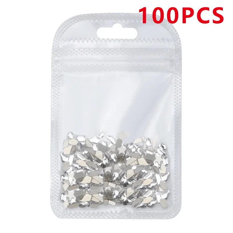 200/50PCS 3D Nail Rhinestones Flat Back Mini Diamond Stone Gems Glass Clear Crystal Nail Art Charms DIY Manicure Accessories