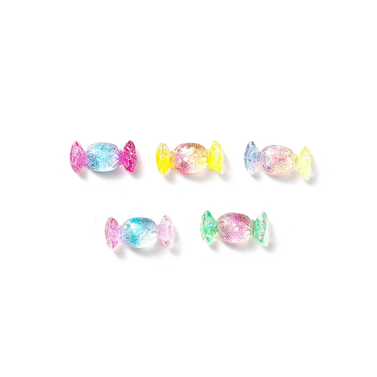 Food Play Candy Nail Art Charms Iridescent Gradient Gold Foil Rainbow Candy Resin Nail Rhinestone Decoration DIY Nails Accessory
