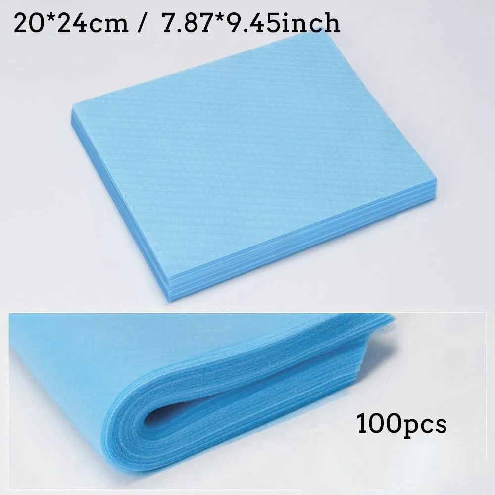 100pc Disposable Dustproof Nail Vacuum Filter 20*24cm Blue Nail Art Dust Collector Filter Nail Cleaner Non-Woven Dust Filter Mat
