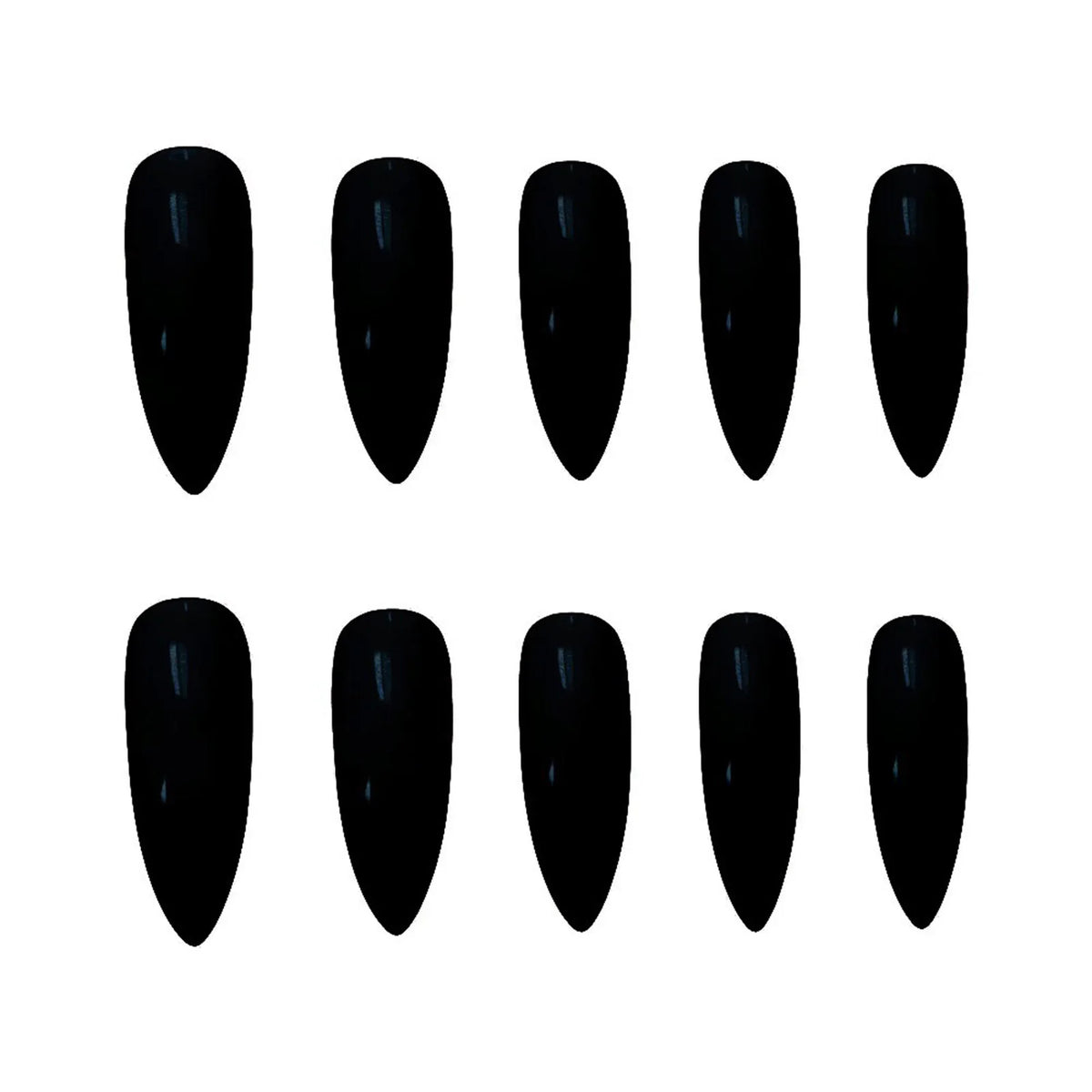 24pcs Black Fake Nails Art Pointed Head Black Resin Press On with Jelly Glue Natural Look for Fingernail DIY Decoration