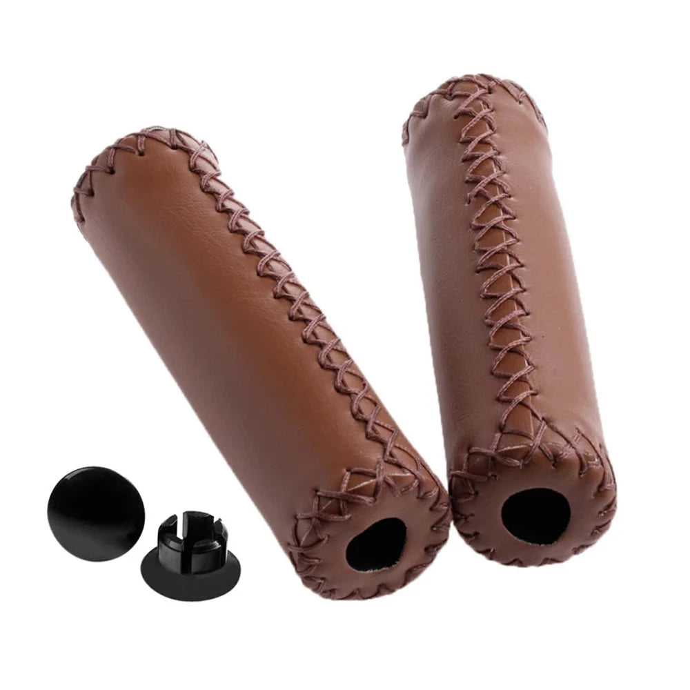 Bike Mountain Bike Artificial Leather Leather Bicycle Grips Retro Cycling Grip Vintage Bicycle Grips Bicycle Handlebar Grips