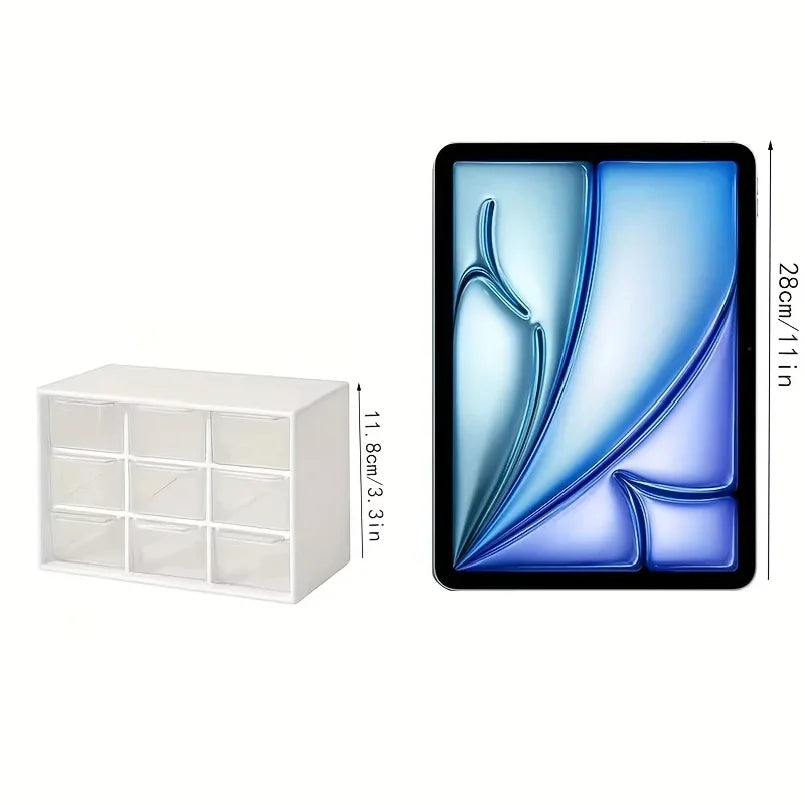 Desktop 9 Grid Office Drawers Box Small Piece Organizer Transparent Partitioned Student Desk Wall-mounted Sundries Drawer