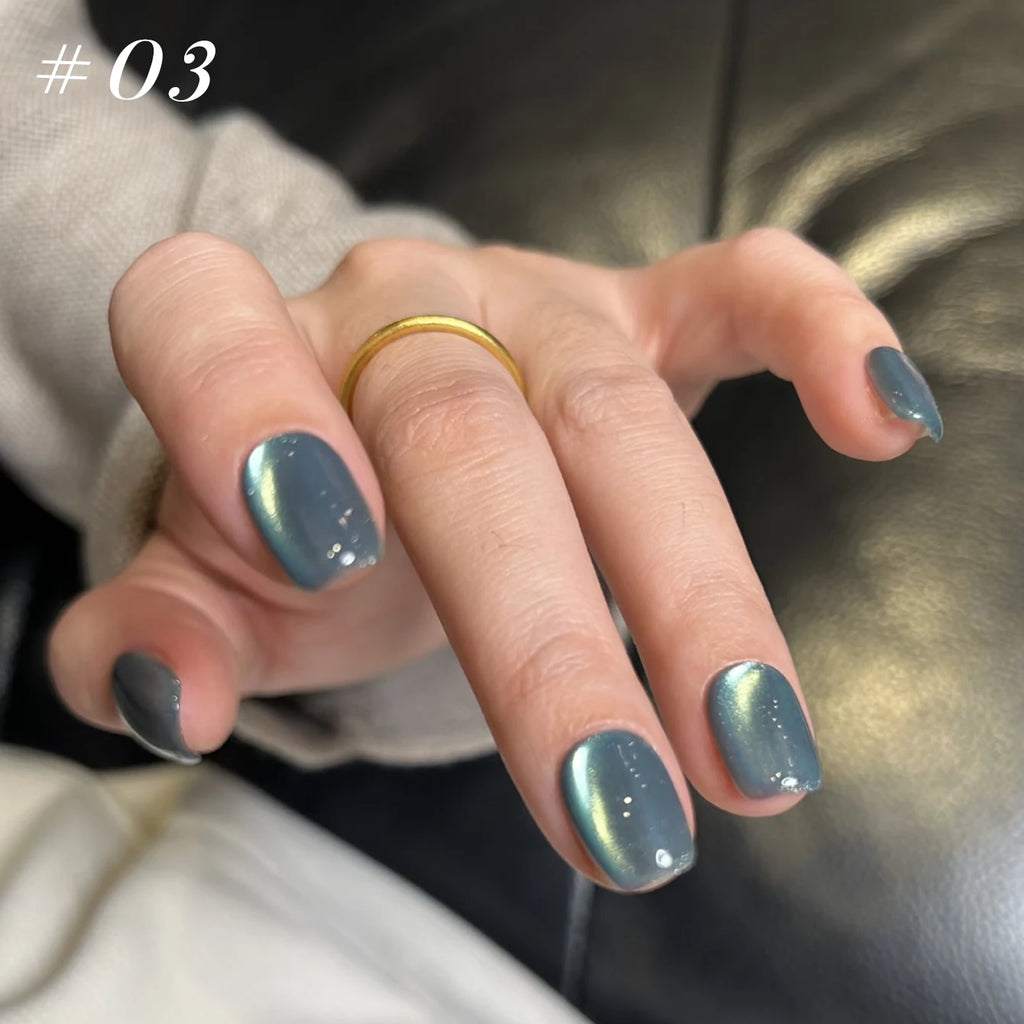 12ML 1PCS Whitening Green Light Glass Bead Star Bamboo Green Series Cat Eye Magnet Gel Nail Polish Nail Set Green Nails