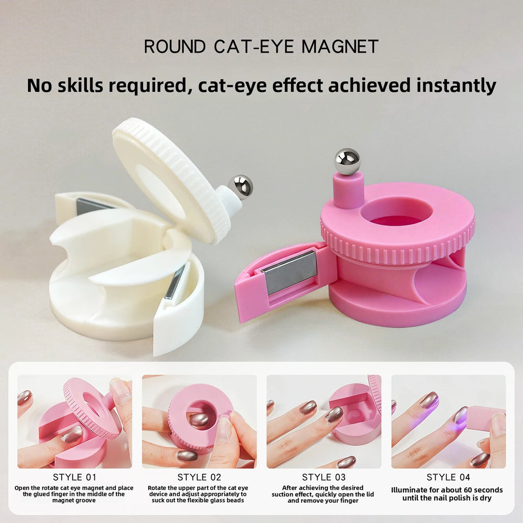 2026 New 3-in-1 Super Strong Magnet Automatic Cat Eye Magnet Tool for Wide Light & Side Light Effects Glass Bead Cat Eye Nails