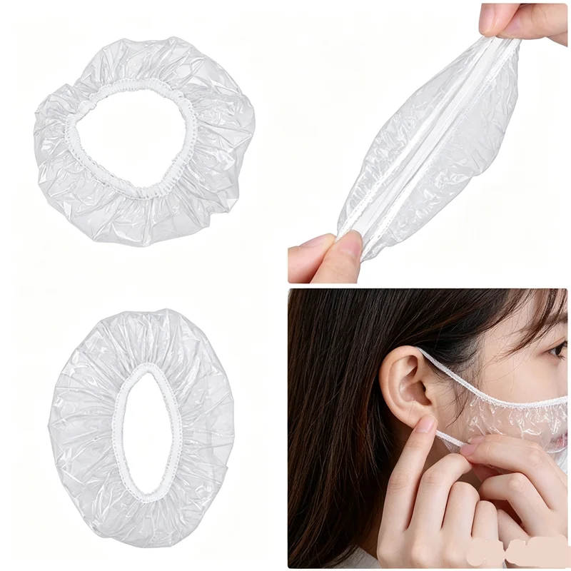 100-1000Pcs Disposable Hairdressing Earmuffs Salon Clear Ear Cover Ear Protection Hair Dye Protect Cap Hair Color Styling Tool