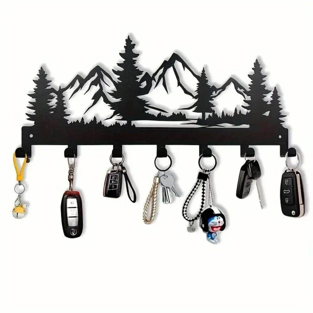 CIFBUY Metal Key Holder Wall Mounted Organizer Rack With 7 Hooks Hanger For Kitchen Entryway Hallway Bedroom Home Decor Storage