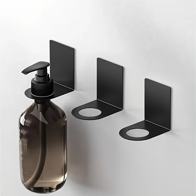 2pcs Stainless Steel Wall-Mounted Bottle Hooks,Refillable Shampoo Container Hanger Bathroom Accessories,Hook For Wall