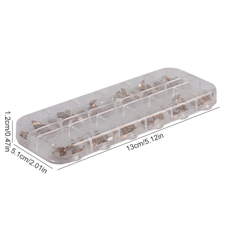 KANIU 1 Box Shiny Clear Crystal Gems Nail Rhinestones Glass AB Flat-bottomed Mixed Fancy-shaped Diamonds Manicure Decorative Set