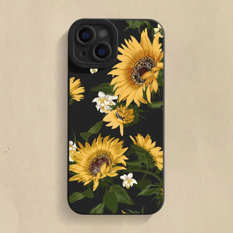 Cute Sunflower Silicone Phone Case For iPhone 15 Pro Max 11 12 13 14 16 X XS XR Plus SE 2020 13 Mini Shockproof Soft Cover
