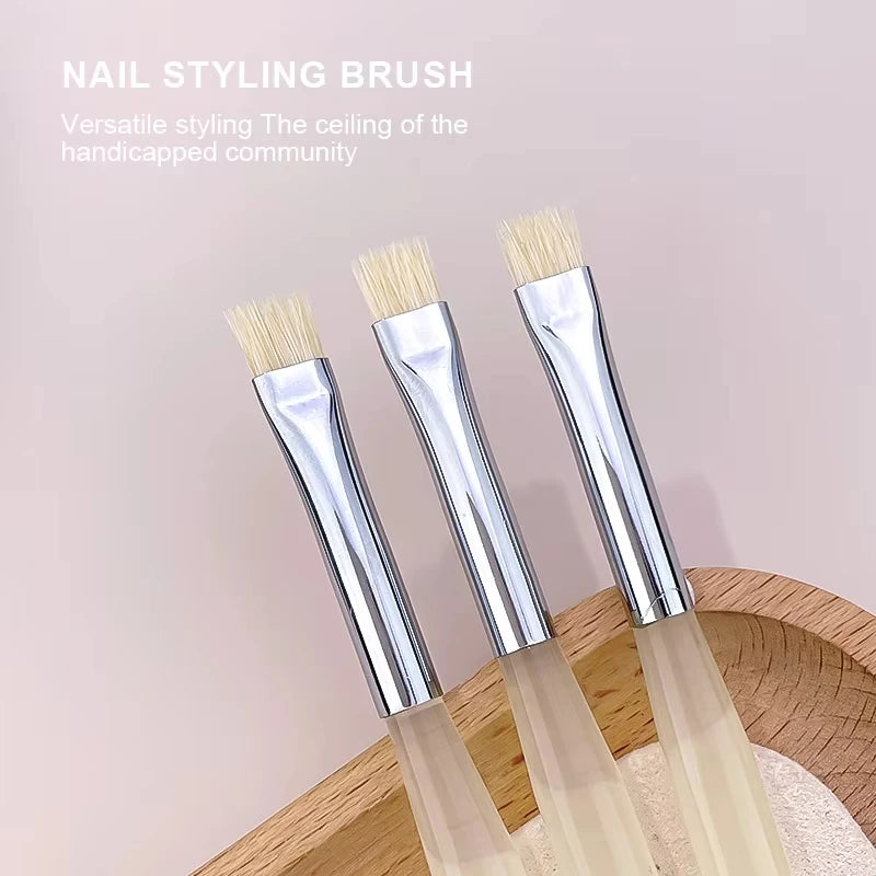 Kaniu 1/2Pcs Hard Bristle Nail Art Brush Beginner Friendly Modeling Brush Gel Painting Stripe Pen for DIY Nail Art Painting Tool