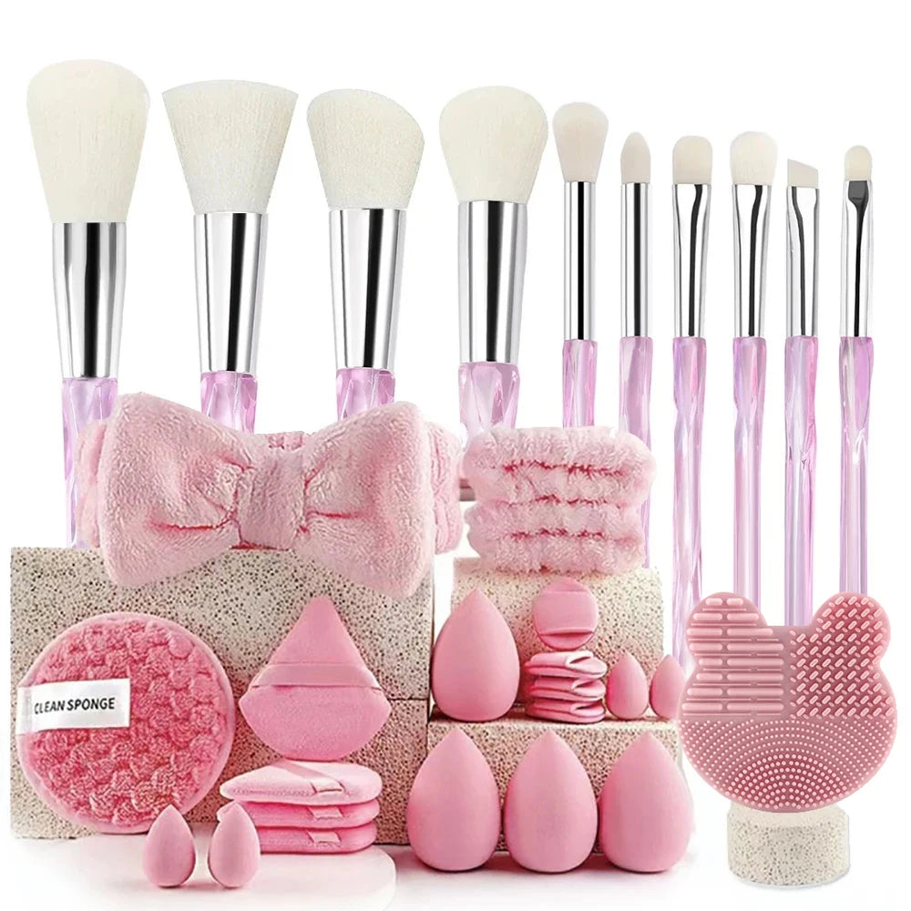 33pcs beauty set makeup kit  large and small beauty sponges for flawless makeup application and removal of makeup full set