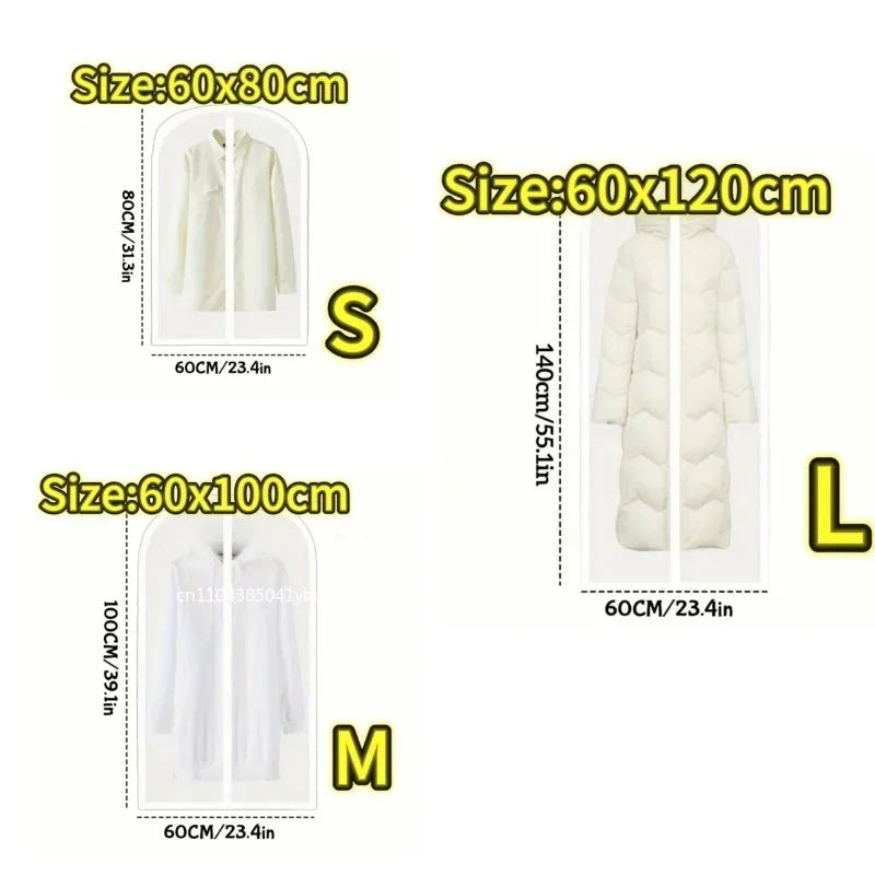 Clear Garment Bags for Hanging Clothes, Suit Bags for Closet Storage, Plastic Dustproof Suit Cover Bags, Clothes Bag with Zipper