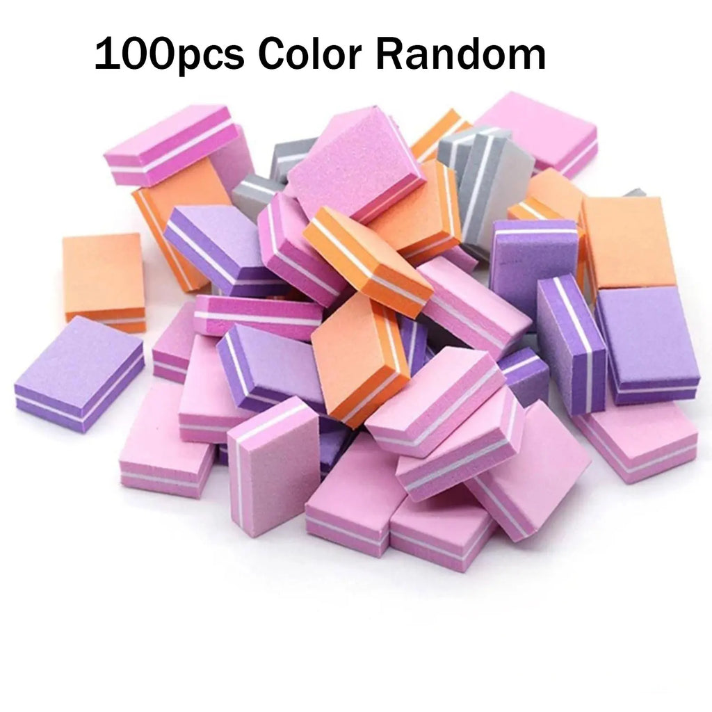 50/100pcs Mini Nails Sponge File Buffer Block Double Color Buffing Sanding File Pedicure Manicure Tool Gel Suplies Accessories