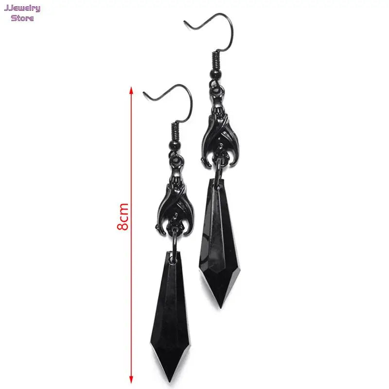Bat Earrings with Red Teardrop Beads, Earrings, Gothic Jewelry, Alternative Jewelry, Gothic Gift for Her, Bat Lover, Halloween