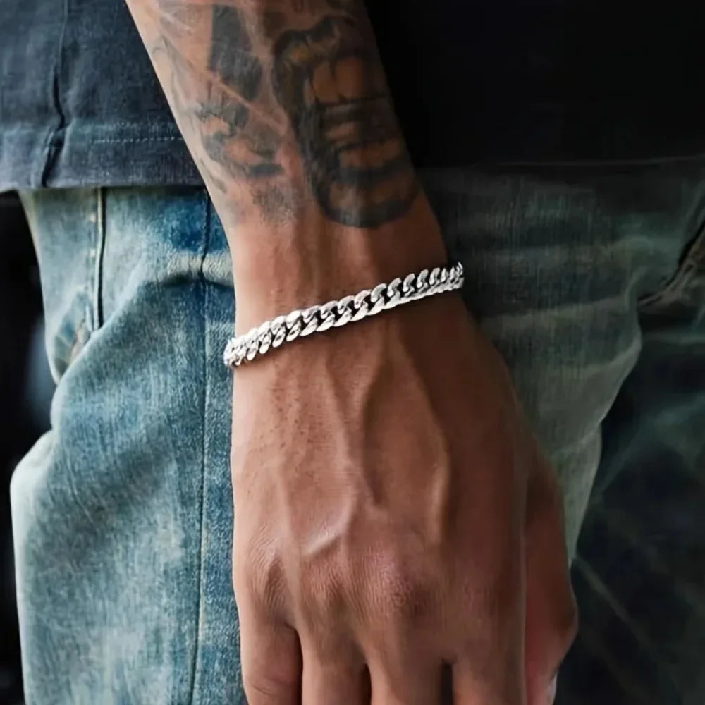 Men Cuban Curb Link Chain Bracelet Stainless Steel Wrist Jewelry Accessory Gift 1Pc