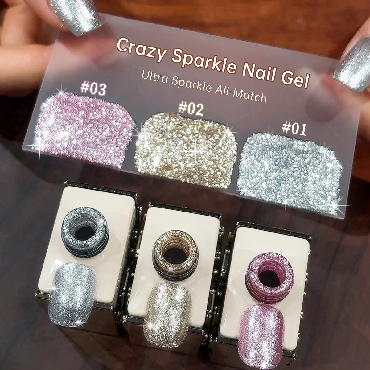 XEIJAYI 1pc/3pcs  Flashing Wildly Glitter  Nail Gel Set Semi Permanent Nail Art Soaking UV LED Nail Salon DIY Nail Salon Gel