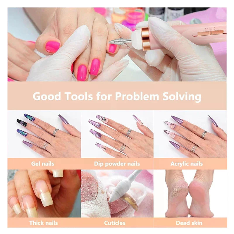5 in 1 Professional Electric Nail Manicure Set with Light - Multi-Function Nail Drill Machine Kit for Salon & Home DIY Manicure