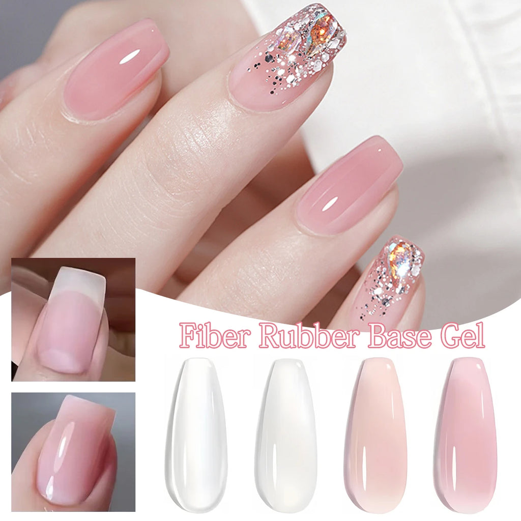 Groillim Hypoallergenic Fiber Base Gel - Fast-Curing Nail Gel, Formaldehyde-Free, Transparent Activator, Removable, Suitable for