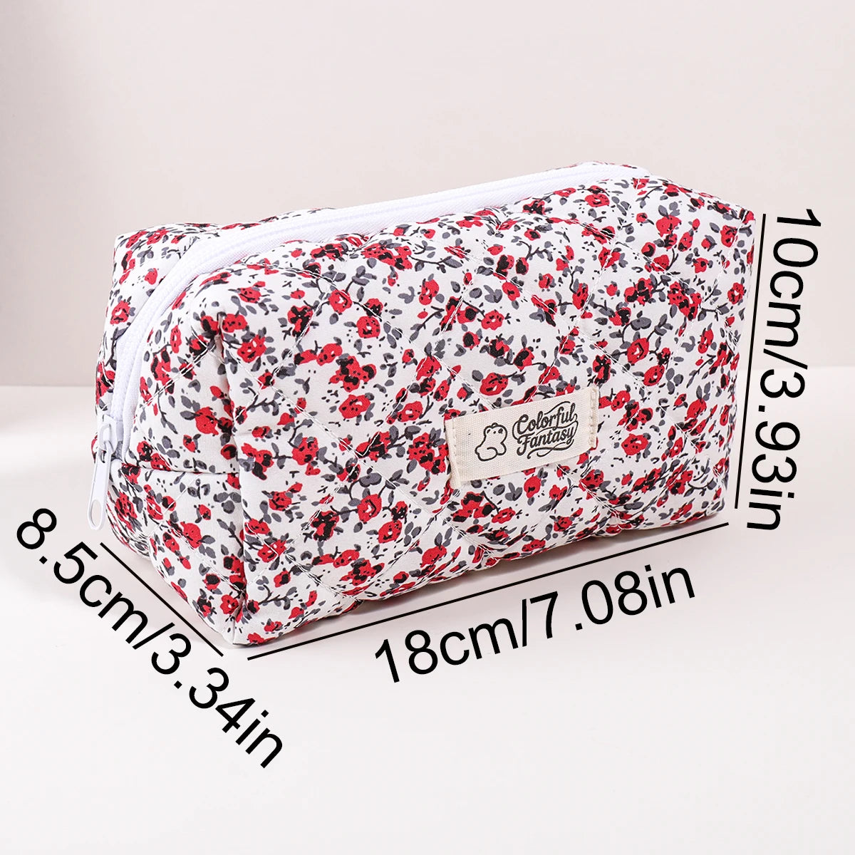 Floral Print Pencil Case Large Capacity Zipper Portable Stationery Organizer for Students Office Desktop Supplies Back to School
