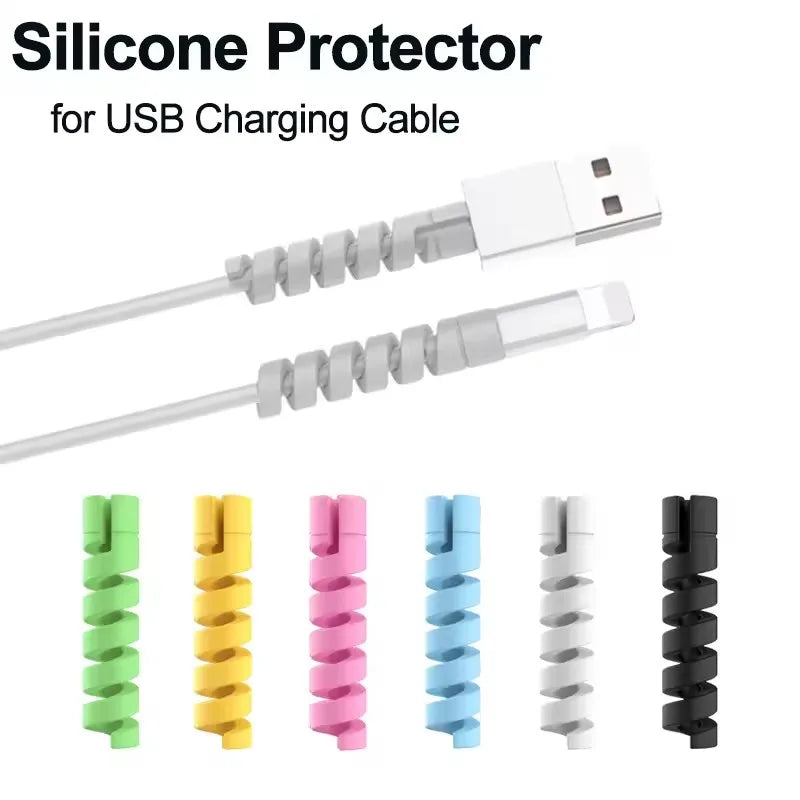 6/20pcs Cable Protector Silicone Charge Cable Spiral Winder Wire End Cord Savers Cover For Phone USB Charger Cable Accessories
