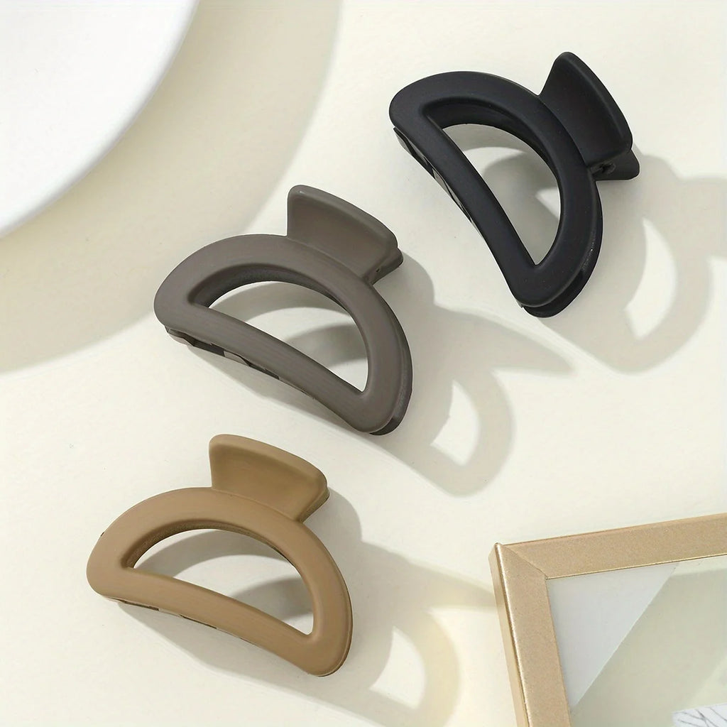 3Pcs Matte Hair Claw Clips Simple Solid Color Shark Clip Elegant Hair Claw for Women Girls Daily Hair Accessories