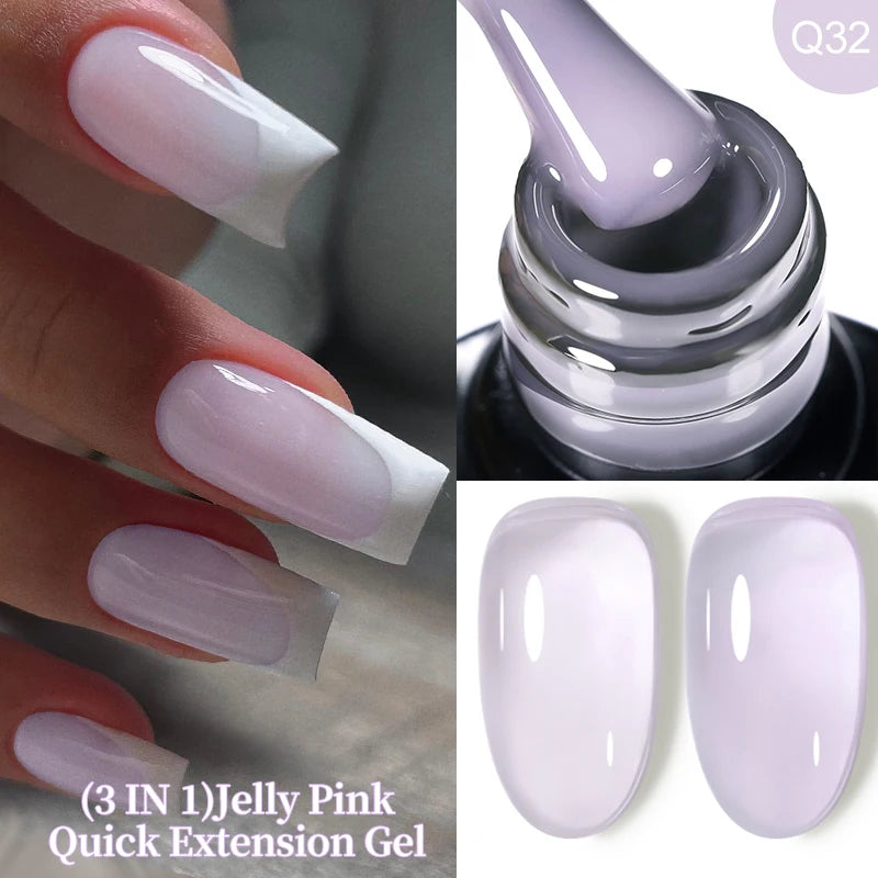 LILYCUTE 7ML Jelly Nude Pink Quick Extension Gel Nail Polish Transparent  Finger Prolong Long Lasting Construction Gel Varnish