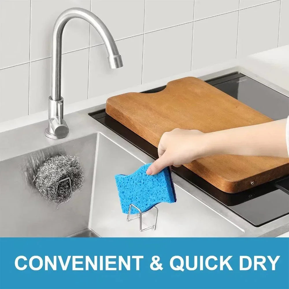 Kitchen Sponges Holder Self Adhesive Sink Sponges Drain Drying Rack Stainless Steel Holder Sink Organizer Kitchen Accessories