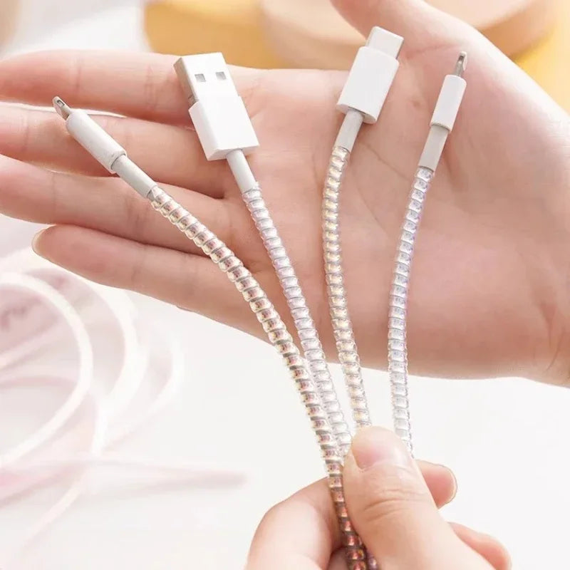 1.6M USB Charging Data Line Cable Protector - Spring Wrap Wire Cord Protection, Cable Winder Organizer for Home Desk Accessories