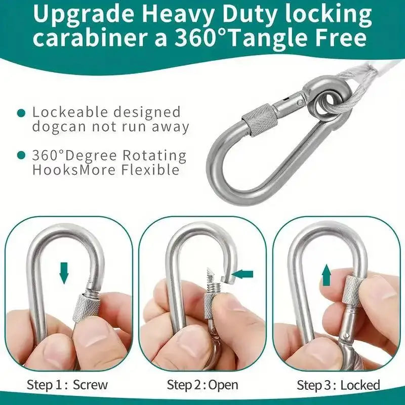1pc 2/5/10 Meters Versatile Clothesline Stainless Steel Rope for Outdoor Camping Traction Ropes Thickened Dog Pet Leash