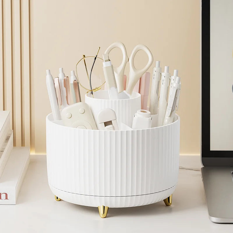 Makeup Desktop Storage Box 360 Rotating Cosmetic Organizer Large Capacity for Bathroom Portable Lipstick Makeup Brush Pen Holder