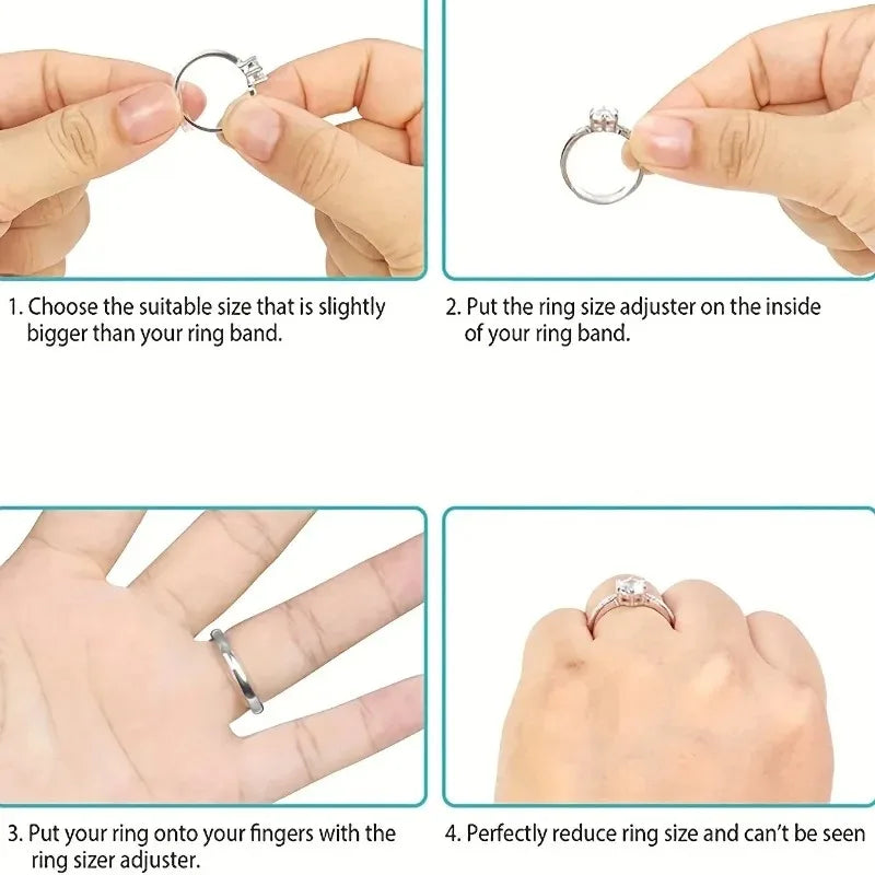 6/8/10/12 Sizes Silicone Invisible Clear Ring Sizer Anti-Loss Proof Invisible Ring Holder Retainer Shrinker for Large Rings