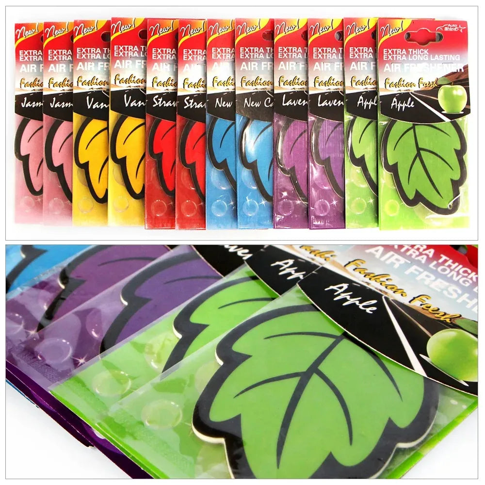 3-60pcs Car Air Freshener Natural Scented Tea Paper Auto Hanging Vanilla Perfume Fragrance Leaf Shape Car Accessories Interior