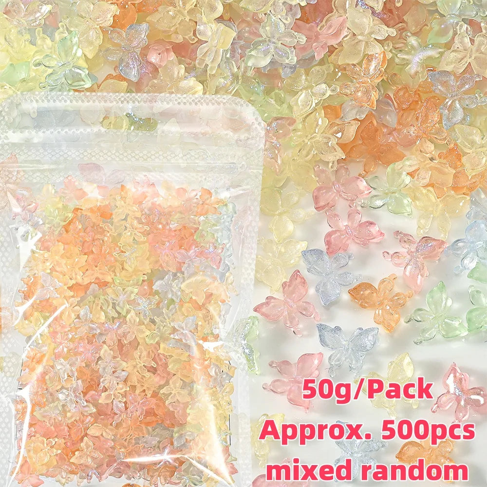 500-600pcs Bow Flower Nail Art Resin Decorations Mix Shapes Nail Charms Press on Manicure Supplies Jewelry Kawaii Accessories *&