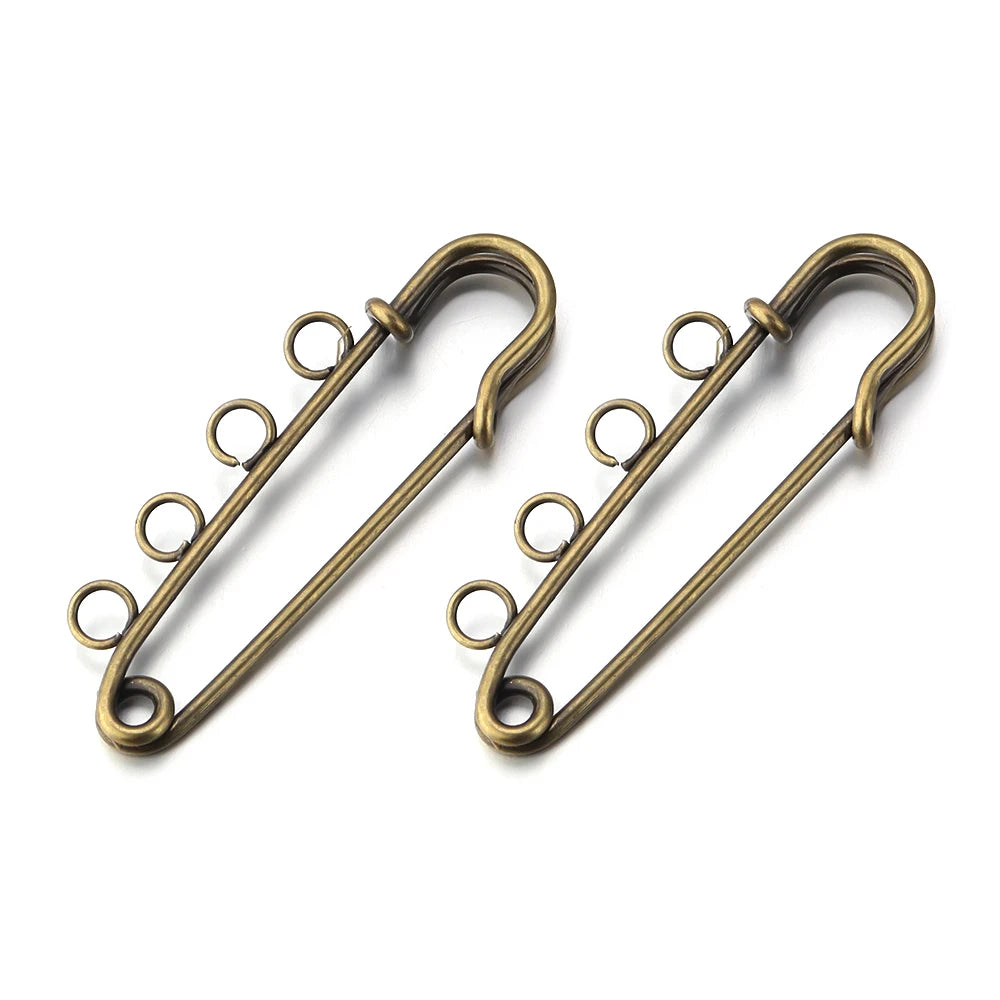 5-10pcs/lot Gold Safety Pins Brooches Blank Base Brooch Pin with Holes Fasteners Pin For DIY Jewelry Making Supplies Accessories