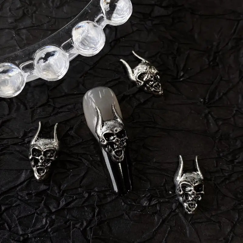 10pcs Gothic Punk Style Nail Art Charms Antique Silver Alloy  Jesus Catholic Cross Accessories Devil Angel Nail Decorations