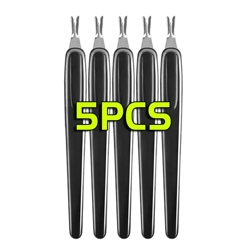 5PCS Cuticle Pusher Professional Stainless Steel Nail Cuticle Trimmer Remover Callus Dead Skin Fork Nail Manicure Pedicure Tool