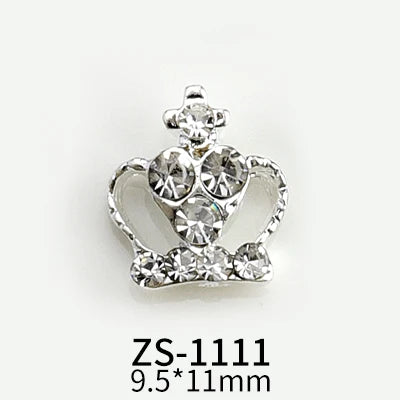 10pcs New Crown Alloy Zircon Nail Art Charms Silver Shinny Crystals Jewelry Hot Sale Nails Decoration 3D Manicure Accessories %2
