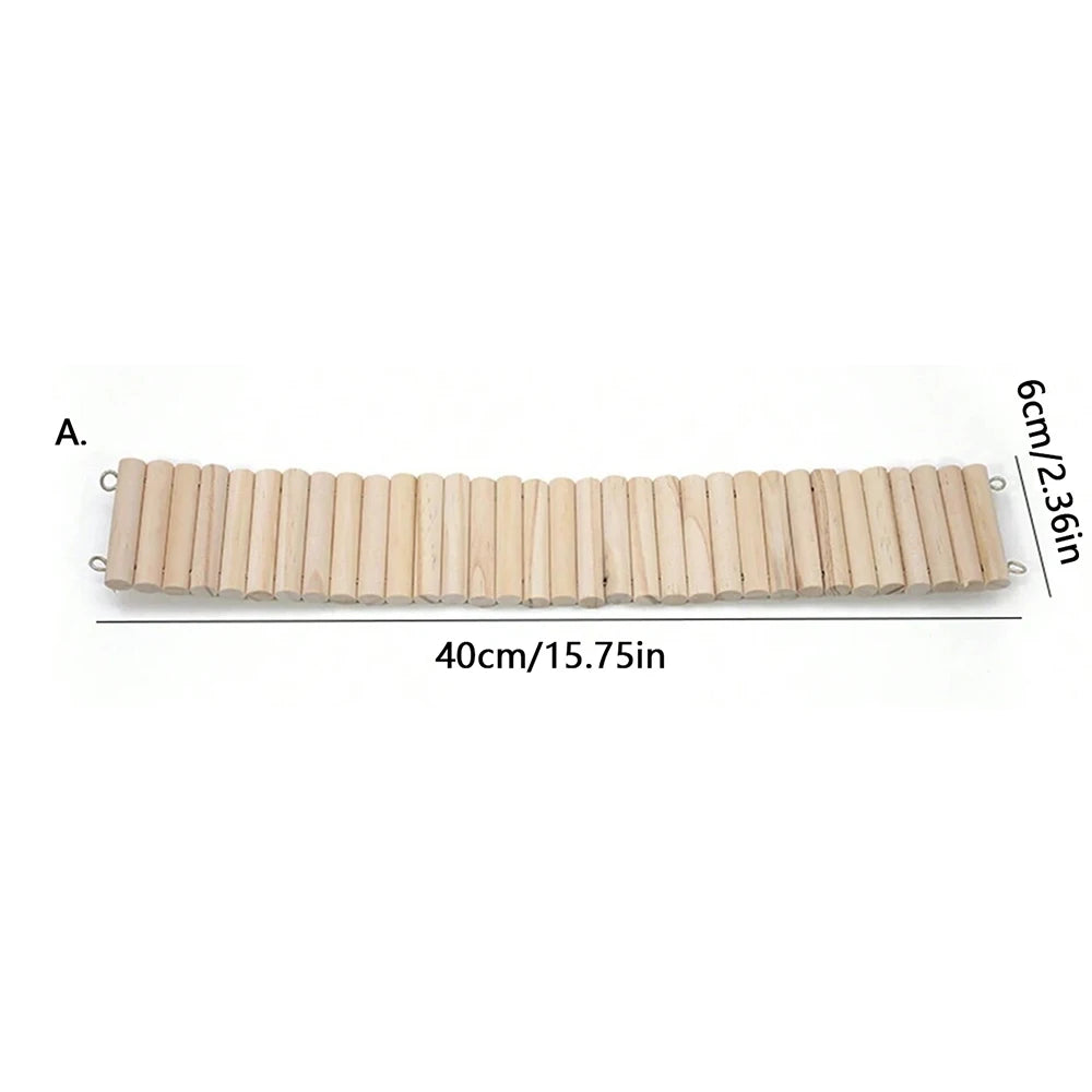 Hamster Habitat Accessories Multiple Size Wooden Bridge Cage Hamster Bendable Fence for Small Animals Climbing