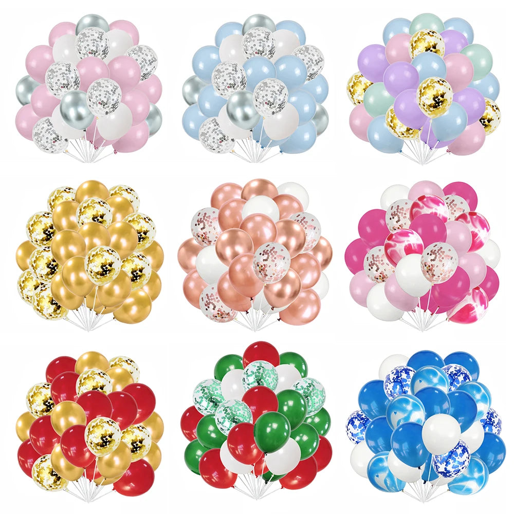 30Pcs/set 10Inch Mix Rose Gold Confetti Latex Balloons for Birthday Party Decoration Wedding Baby Shower Blue Pink Agate Balloon