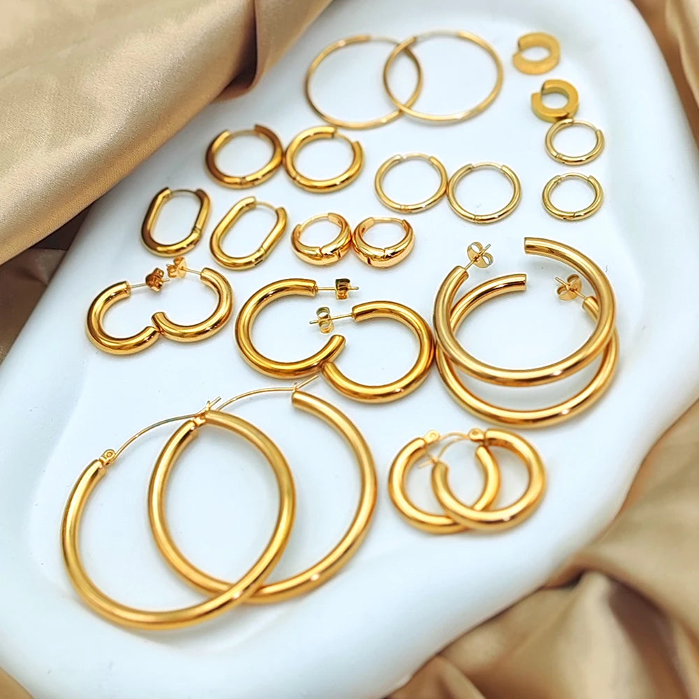 EMANCO Fashion Gold Size Circle Earrings Women's Jewelry Accessories Classic Stainless Steel Earrings Wholesale