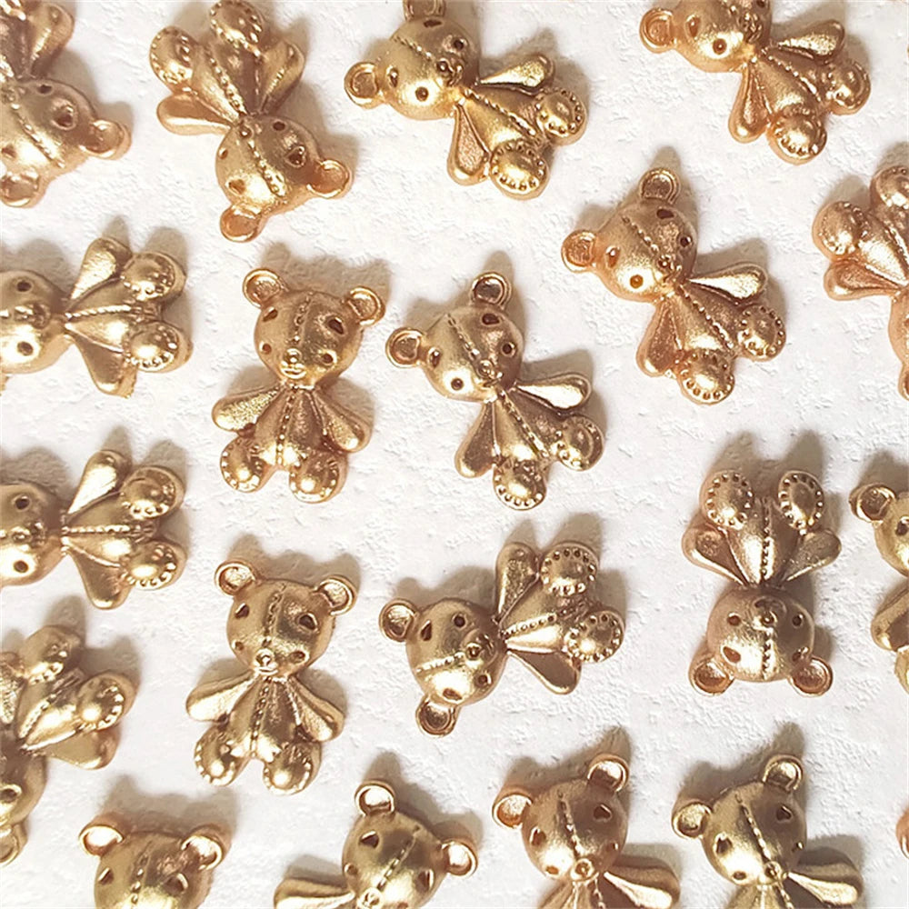 10pcs Pink Bear Nail Art Charms 3D Cute Cartoon 9 Colors Resin Bear Nail Jewelry Ornament DIY Kawaii Manicure Nail Accessories